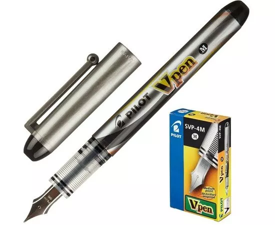 754176 - Ручка перьевая PILOT одноразовая SVP-4M V-Pen, черные чернила, 0,58мм 741535 (1)
