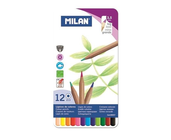 755858 - Карандаши цветные Milan, 12 цв., 6-гран., в металл. упак., 80057 1035354 (1)