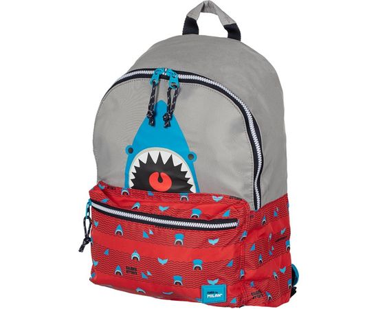 756164 - Рюкзак школьный Milan Shark Attack красно-серый, 41х30х18 см,624605SRT 1147702 (1)