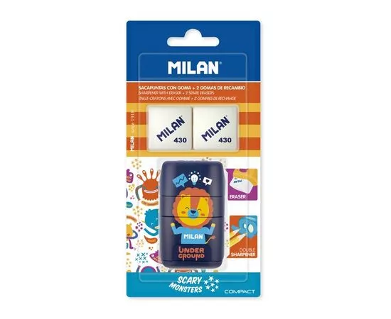 756222 - Ластик -точилка Milan Compact UNDERGROUND, блистер BYM10381 +2 ластика (ДС) 1102342 (1)