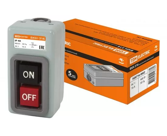 403293 - TDM ВКН-316 выкл. кнопочный с блокировкой 3Р 16А 230/400В IP40 SQ0716-0002 (1)