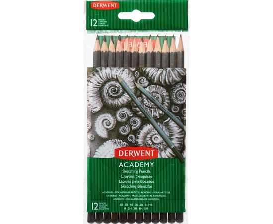 756721 - Набор карандашей черногр. Derwent Academy Sketching Hang Pack 12шт 5H-6B 1023430 (1)