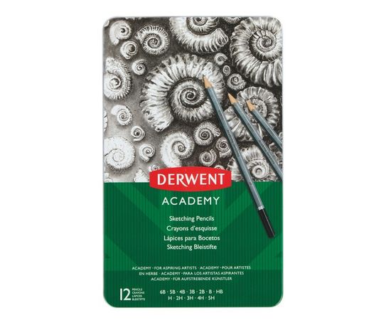 756723 - Набор карандашей черногр. Derwent Academy Sketching Tin 12шт 5H-6B мет кор 1023463 (1)