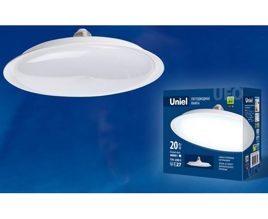 699163 - Лампа св/д Uniel UFO U165 E27 20W(1600lm 120°) 6500К 6K матовая 162x71 LED-U165-20W/6500K/E27/FR (1)