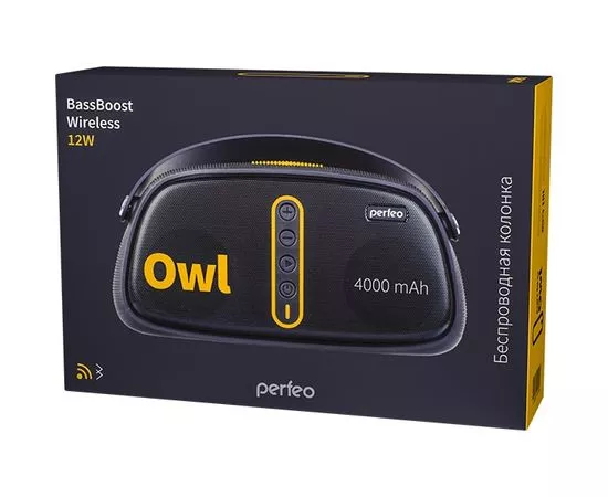 734936 - Perfeo Bluetooth-колонка OWL FM, MP3 microSD, USB, AUX, 12W, 4000mAh, черная PF_A4316 (1)