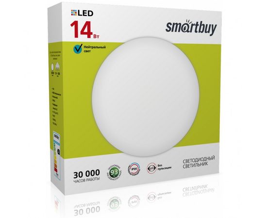 723132 - Smartbuy св-к св/д декоративный 14W(980lm) 6000K 6K Wt d300x90мм IP20 SBL-White-14-Wt-6K (1)