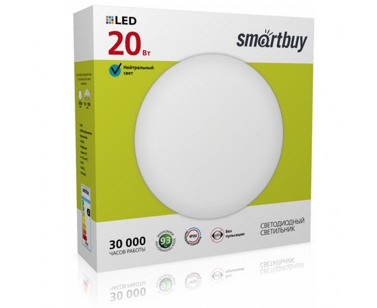 723133 - Smartbuy св-к св/д декоративный 20W(1200lm) 6000K 6K Wt d300x100мм IP20 SBL-White-20-Wt-6K (1)