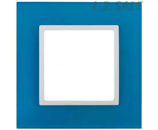 682301 - Эра 14-5101-28 СУ Рамка на 1 пост, стекло, Elegance, голубой+бел 5169 (1)