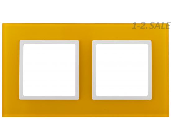 682313 - Эра 14-5102-21 СУ Рамка на 2 поста, стекло, Elegance, жёлтый+бел 5282 (1)