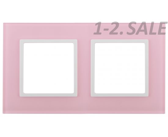 682321 - Эра 14-5102-30 СУ Рамка на 2 поста, стекло, Elegance, розовый+бел 5367 (1)