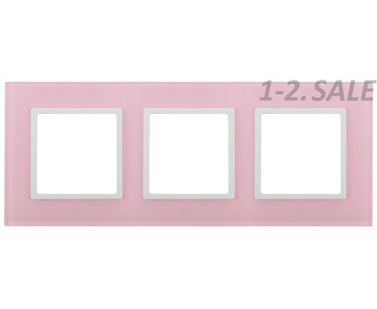 682338 - Эра 14-5103-30 СУ Рамка на 3 поста, стекло, Elegance, розовый+бел 5541 (1)