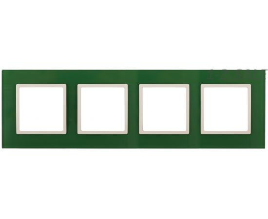 682352 - Эра 14-5104-27 СУ Рамка на 4 поста, стекло, Elegance, зелёный+сл.кость 5695 (1)
