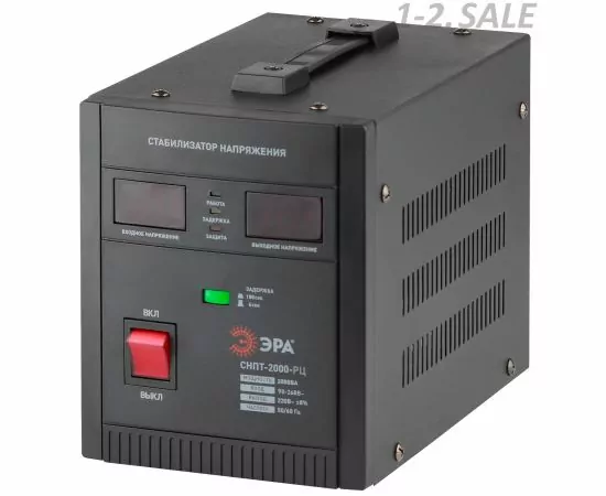 718568 - ЭРА Стабилизатор напряжения переносной, цифровой дисплей, СНПТ-2000-РЦ 100-260В/220В, 2кВА, КПЛ 95% (1)