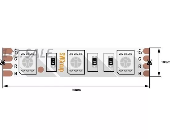 712662 - SWG Лента св/д стандарт 5050 60LED/m 14,4W/m 12V RGB IP33 2307 замена на код 772674 (1)