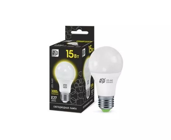 765454 - ASD лампа св/д ЛОН A60 E27 15W(1350lm) 3000К 2K 110x60 пластик/алюм LED-A60-black 4416 (1)
