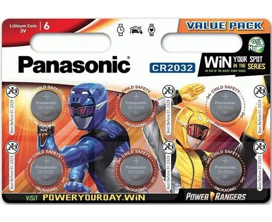 765791 - Элемент питания Panasonic CR2032 BL6 POWER RANGERS (1)