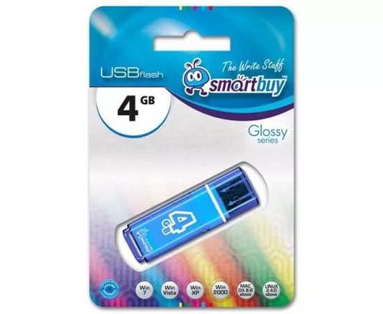 461672 - Флэш-диск (флэшка) USB 4Gb SmartBuy Glossy Blue SB4GBGS-B (1)