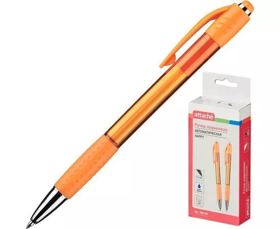 567051 - Ручка шарик. Attache Happy,оранжевый корпус,цвет чернил-синий 389746 (1)