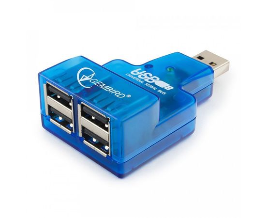 712139 - Разветвитель USB 2.0 Gembird, 4 порта, мини, для ноутбука, блистер (1)