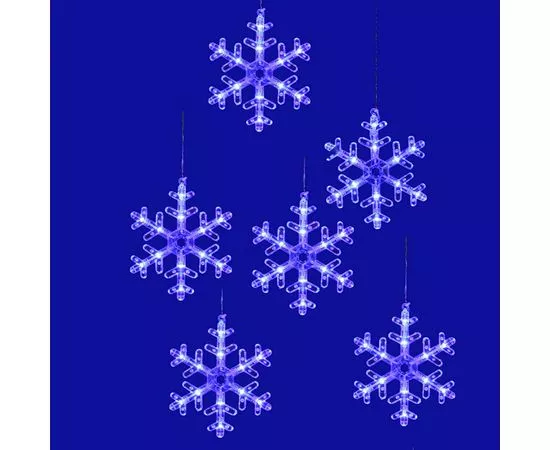 763730 - Гирлянда-занавес ULD-E1503-072/DTA Снежинки-3 72LED синий 1,5x0.3/10нит, прозр.провод IP20 Uniel (1)