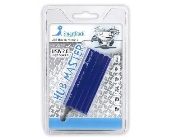 425603 - Концентратор USB 2.0 Smartbuy 4 порта Blue (SBHA-6810-B) (1)