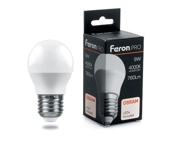 757913 - Feron.PRO шар G45 E27 6W(490lm) 6400K 6K матовый 81x48 OSRAM LED LB-1406 38070 (1)