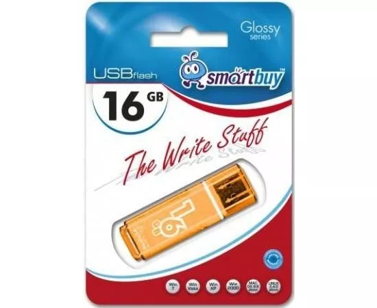 457519 - Флэш-диск (флэшка) USB 16Gb SmartBuy Glossy Orange SB16GBGS-Or (1)