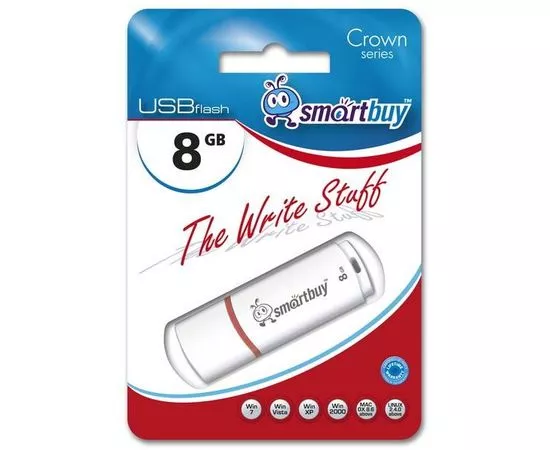 457530 - Флэш-диск (флэшка) USB 8Gb SmartBuy Crown White SB8GBCRW-W (1)