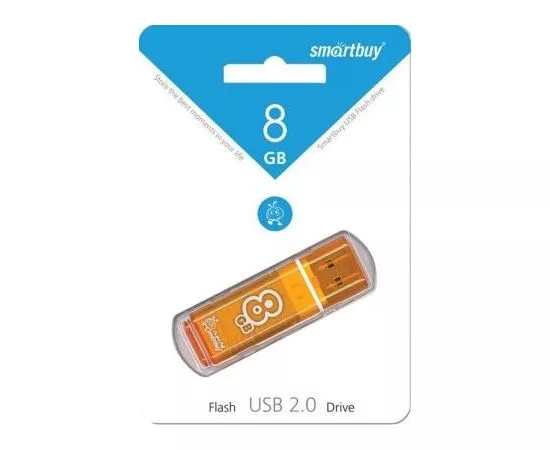 457536 - Флэш-диск (флэшка) USB 8Gb SmartBuy Glossy Orange SB8GBGS-Or (1107) (1)