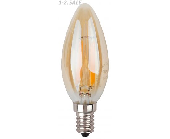 763813 - ЭРА F-LED свеча C35 E14 9W(770lm) 2700K 2K филамент (нитевидная) золото 100х35 B35-9W-827-E14 6226 (2)