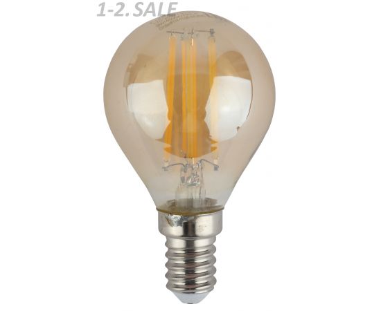 763841 - ЭРА F-LED шар G45 E14 7W(625Lm) 2700K 2K филамент (нитевидная) золото 75х45 P45-7W-827-E14 gold 4772 (2)