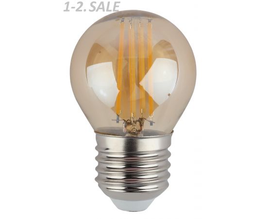 763849 - ЭРА F-LED шар G45 E27 9W(770Lm) 2700K 2K филамент (нитевидная) золото 75х45 P45-9W-827-E27 gold 5236 (2)