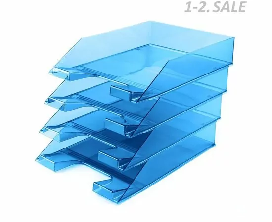 605121 - Лоток д/бумаг Attache, тонированный синий 4шт/уп 624279 (1)