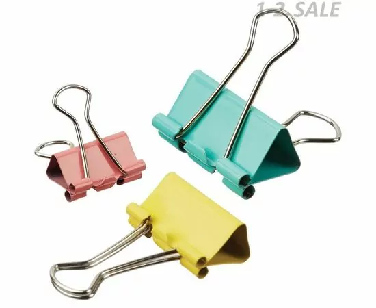605174 - Зажим для бумаг ассорти цветные (19мм,25мм,32мм), 12шт/уп Attache,пласт.бок 509196 (1)