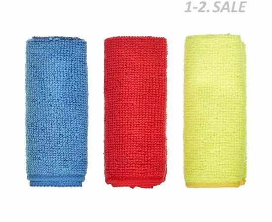 719593 - Салфетки Luscan микрофибра 180г 25х25см 3шт/уп син/крас/желт 957392 (2)