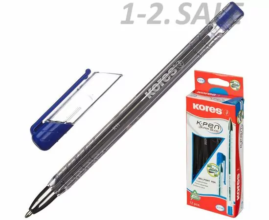 631767 - Ручка шарик. К11 неавт M(1мм) треуг.корп., масляная, синяя Kores 614069 (1)