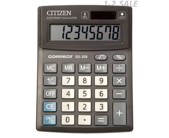 632936 - Калькулятор настольный CITIZEN Correct SD-208/CMB801BK, 8 разр, черн. (1)