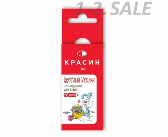 633058 - Карандаши цветные Красин Веселый кролик 6цв 6-гран 88мм (1)
