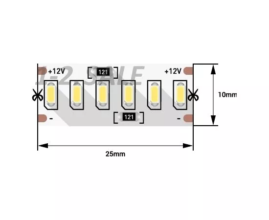 697032 - SWG лента св/д 12V 24w/m 2000Lm/м SMD3014 Открытая IP20 теплый белый 2K 5м 5000x10x2.5 цена/м (1)