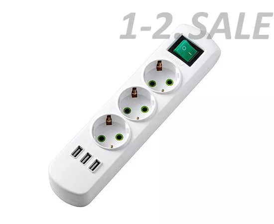 725462 - Lezard LETITIA колодка 3 гн.+USBх3 16А (белая, земля, выкл., негорюч. ABS) 721-0300-302U (1)