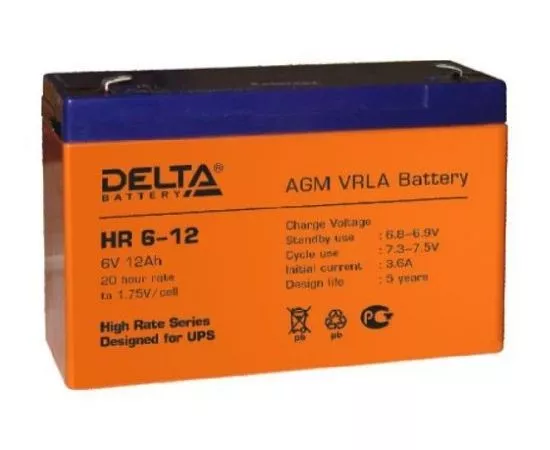 461168 - Аккумулятор 06V 12Ah Delta DT 612, 151x50x100 (1)