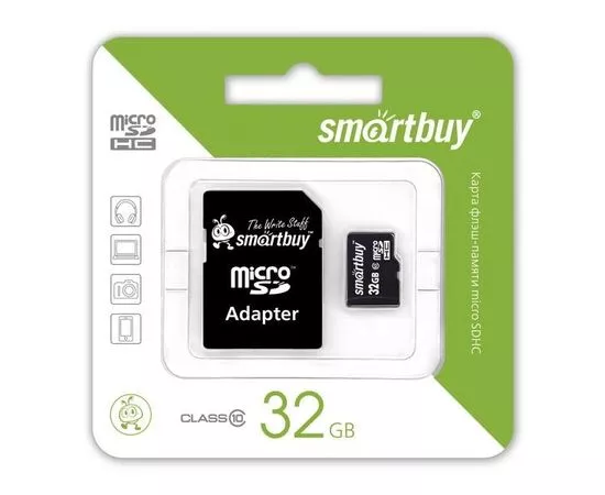 461690 - Флэш-карта (памяти) MicroSDHC 32Gb class10 SmartBuy адаптер (1)