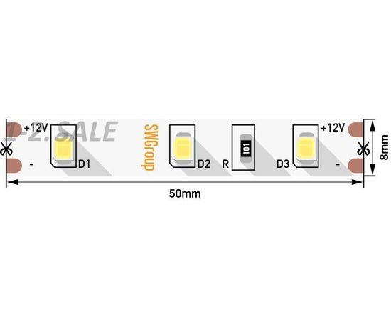 712596 - SWG Лента св/д стандарт 2835 60LED/m 6,3W/m 12V 550Lm/m (5м, цена за 1м) 2800K-3200K 3K 0754 (1)