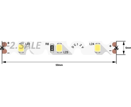 712598 - SWG Лента св/д стандарт 2835 60LED/m 9W/m 12V 450Lm/m (5м, цена за 1м) 8000K-10000К 2727 (1)