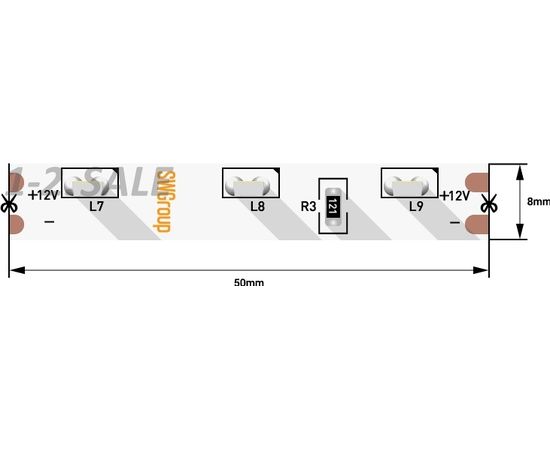712604 - SWG Лента св/д стандарт 315 60LED/m 4,8W/m 12V 250Lm/m (5м, цена за 1м) 2800K-3200K 3K 2086 (1)