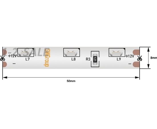 712606 - SWG Лента св/д стандарт 315 60LED/m 4,8W/m 12V 250Lm/m (5м, цена за 1м) IP67, 2800K-3200K 3K 2109 (1)