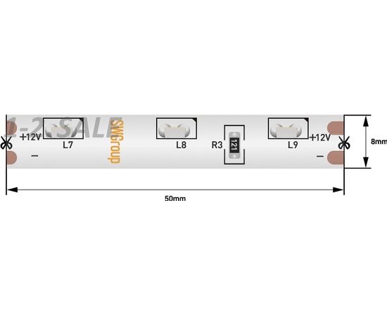 712607 - SWG Лента св/д стандарт 315 60LED/m 4,8W/m 12V 250Lm/m (5м, цена за 1м) IP67, 6000K-6500K 6K 2093 (1)