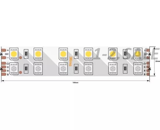 712651 - SWG Лента св/д стандарт 5050 120LED/m 28,8W/m 24V RGB + 6000K 2628 (1)