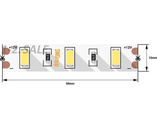 712695 - SWG Лента св/д стандарт 5630 60LED/m 12W/m 12V 1050Lm/m (5м, цена за 1м) 2800K-3200K 3K 2673 (1)