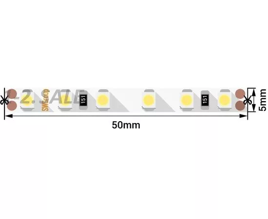 712613 - SWG Лента св/д стандарт 3528 120LED/m 9,6W/m 12V 450Lm/m (5м, цена за 1м) 4000K-4500K 4K 7937 (1)